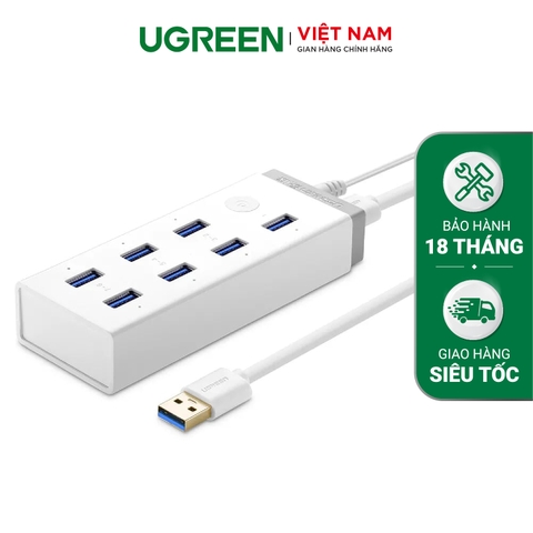 Hub chia USB 3.0 UGREEN CR116 - Mở rộng 7 cổng có nút bật tắt, Tốc độ truyền tải lên đến 5Gbps - Hàng phân phối chính thức - Bảo hành 18 tháng 1 đổi 1