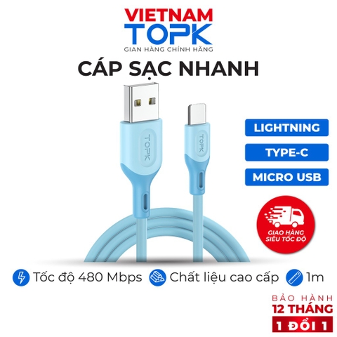 Dây cáp sạc dùng cho điện thoại Tronsmart TOPK AN84 Vỏ chống đứt gãy dài 1m - Hàng chính hãng Bảo hành 12 tháng