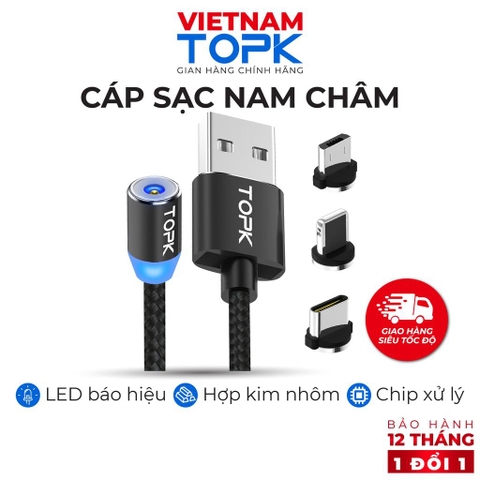Dây sạc nam châm AM23 vỏ bện nylon dài 1-2m - Hàng chính hãng Bảo hành 12 tháng