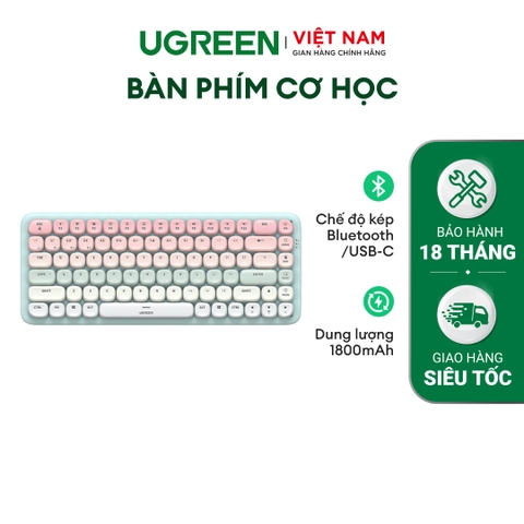 Bàn phím cơ 2 chế độ Bluetooth và dây dùng cho máy tính, laptop (90843) chất liệu nhựa ABS, màu xanh nhạt