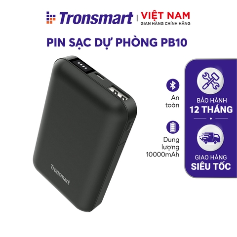 Pin sạc dự phòng 10000mAh hỗ trợ sạc nhanh có báo pin nhiều màu sắc Tronsmart PB10 - Hàng phân phối chính hãng - Bảo hành 12 tháng