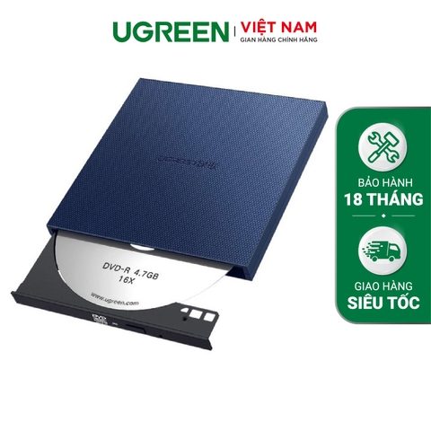 Ổ đĩa quang DVD-RW Slim UGREEN CM138 Gắn ngoài hỗ trợ cổng USB 2.0 - Không cần cấp thêm nguồn ngoài
 - Hàng phân phối chính hãng - Bảo hành 18 tháng 1 đổi 1