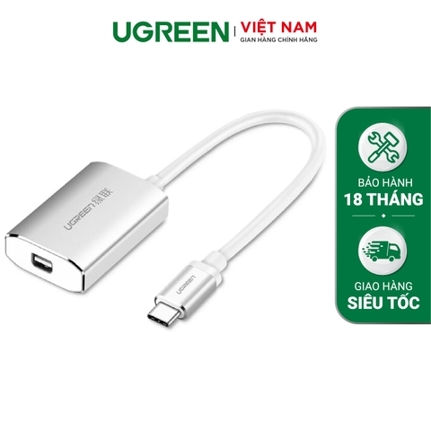 Cáp chuyển đổi Type C sang Mini Displayport UGREEN CM115 - Hỗ trợ độ phân giải HD 1080P 4K@30Hz - Vỏ hợp kim tản nhiệt tốt - Hàng phân phối chính thức - Bảo hành 18 tháng 1 đổi 1