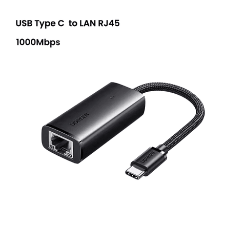 Bộ chuyển đổi USB Type-C sang cổng mạng Gigabit màu đen (15637), chuyển đổi dữ liệu và không có chức năng thu phát sóng