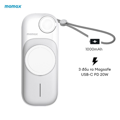 Pin sạc dự phòng dùng cho điện thoại  MA02, 10000mAh Li-ion, 1 cổng đầu ra C có không dây 10W, màu trắng MOMAX