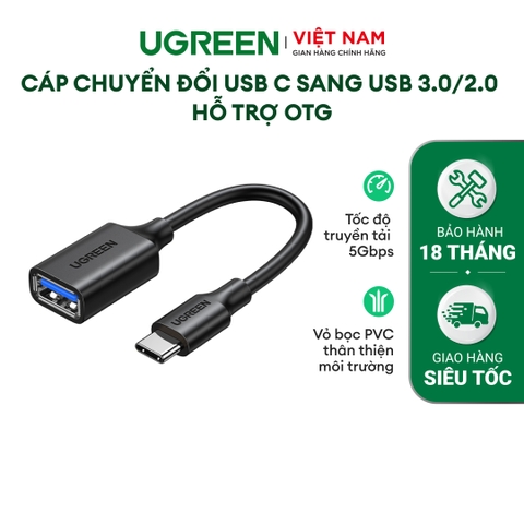 Dây cáp chuyển đổi USB Type-C to USB 2 truyền dữ liệu và sạc mạ vạng 30175 (15cm)