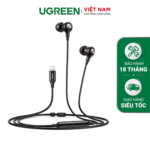 Tai nghe nhét trong có dây UGREEN EP103 Có micrô và điều khiển âm lượng cổng 3.5mm / Lightning / Type C - 30631-lightning