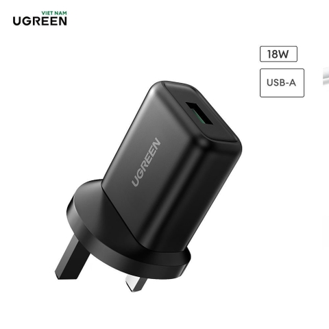 Củ sạc nhanh UGREEN CD122 - Sạc nhanh QC 3.0 18W kèm cổng nối đất