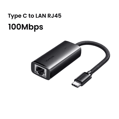 Bộ chuyển đổi USB Type-C sang cổng mạng 100Mbps màu đen (15633), chuyển đổi dữ liệu và không có chức năng thu phát sóng