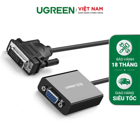 Bộ chuyển đổi DVI 24+1 sang VGA UGREEN MM108 - Lõi đồng chuẩn 24AWG truyền hình ảnh 3D sắc nét - Hàng phân phối chính thức - Bảo hành 18 tháng 1 đổi 1