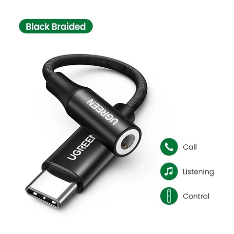 Cáp chuyển đổi Type C sang 3.5mm UGREEN 80154 - Chip DAC cho khả năng tương thích rộng - Truyền tải âm thanh Hifi chất lượng cao - đỏ bện-70859-USB-C sang 3.5mm