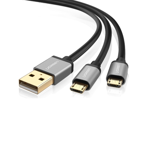 Cáp sạc và truyền dữ liệu 2 in 1 UGREEN US196 cổng USB sang Micro USB và USB Type C - Đen-1m