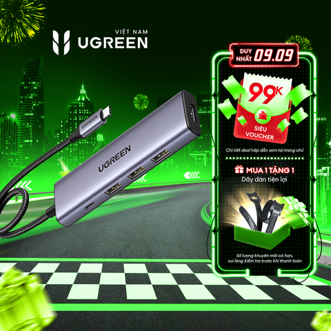 Bộ chuyển đổi USB-C sang 3*USB 3.0+HDMI+USB-C hỗ trợ 4K Ugreen (35581)