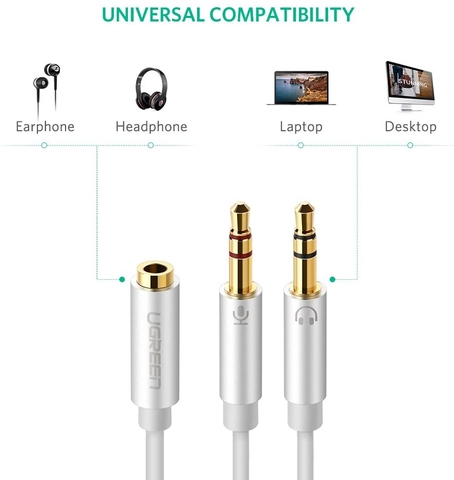 Cáp chuyển 3.5mm cái ra 2 đầu 3.5mm đực 20CM AV140