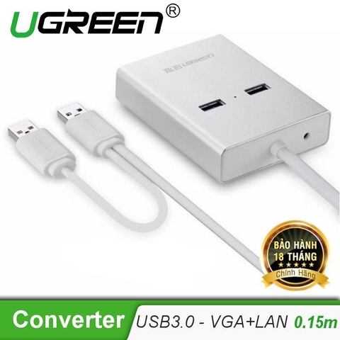 Bộ chuyển đổi USB 3.0 sang VGA /2 cổng USB 3.0 /mạng LAN UGREEN 40242