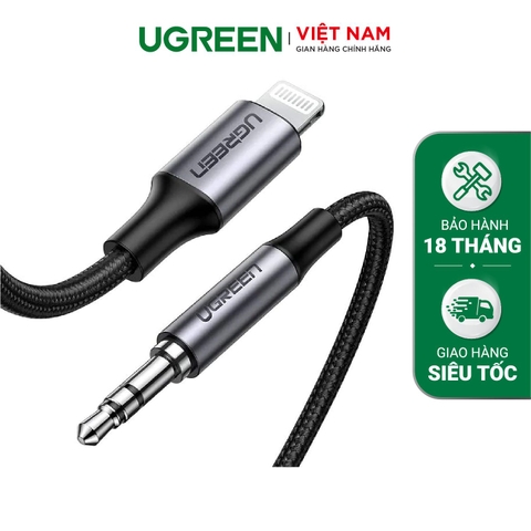 Bộ chuyển đổi có chipset lightning sang 3.5mm dài 2m màu ghi Ugreen (70862)