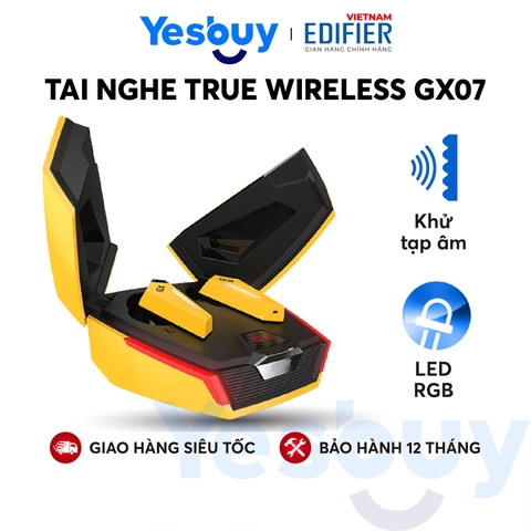 Tai nghe True Wireless Gaming EDIFIER GX07 - 26 giờ phát nhạc Khử tiếng ồn ANC - Driver 8mm, Game Mode - Hàng phân phối chính hãng - Bảo hành 12 tháng