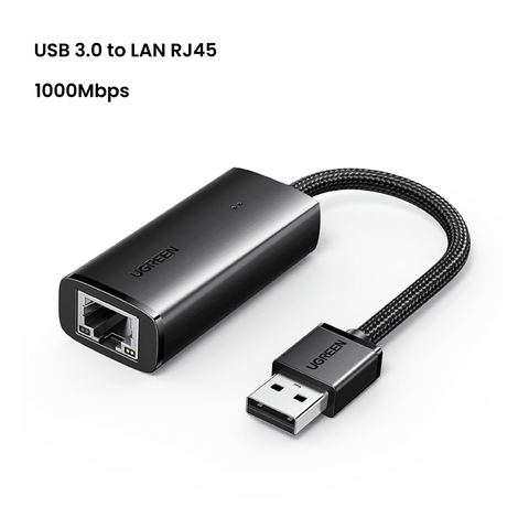 Bộ chuyển đổi USB 3.0 sang cổng mạng 1000Mbps, vỏ ABS đen  (15636), chuyển dữ liệu và không có chức năng thu phát sóng