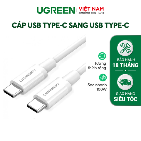 Cáp USB Type-C sang USB Type-C USB4 GEN3 dài 0.8m UGREEN 40113 truyền hình ảnh 8K@60Hz và sạc PD 100w