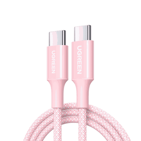 Cáp dữ liệu USB-C (35218) truyền dữ liệu giữa máy tính và điện thoại dài 1m màu trắng 5 lõi đ/k lõi 0,4-0,7mm, bọc nhựa PVC vải bện có đầu nối sẵn