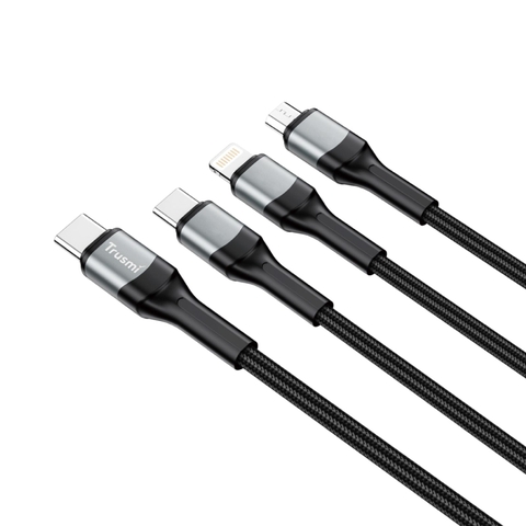 Trusmi Cáp bện 3 trong 1 C TO C/L/M 66W | Black