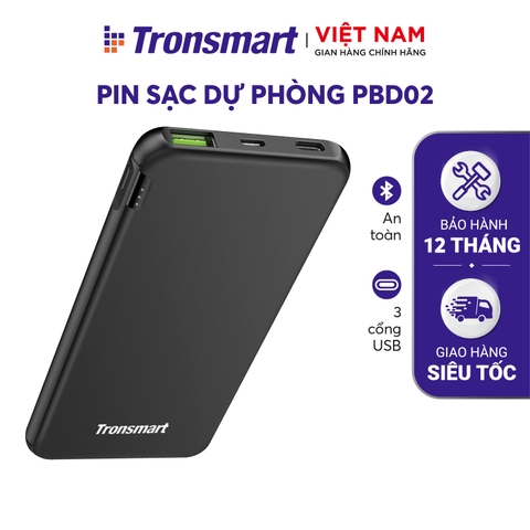 Pin sạc dự phòng Tronsmart PBD02 10000mAh USB-C PD Power Delivery 3.0, VoltiQ, tương thích với Quick Charge 3.0, công nghệ Huawei FCP, ... Hàng phân phối chính hãng - Bảo hành 12 tháng