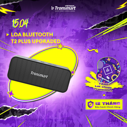 Loa Bluetooth 5.3 Tronsmart T2 Plus/T2 Plus Upgraded | Công suất 20W | Kháng nước IPX7 | Pin 4000 mAh | Bảo hành 12 tháng