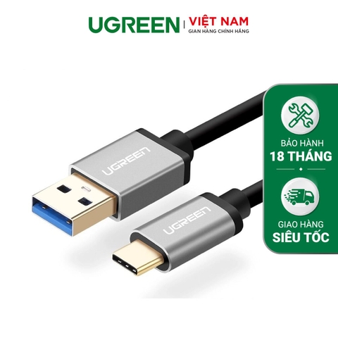 Cáp sạc nhanh, truyền dữ liệu USB 3.0 sang USB-C màu đen Ugreen US187 20287