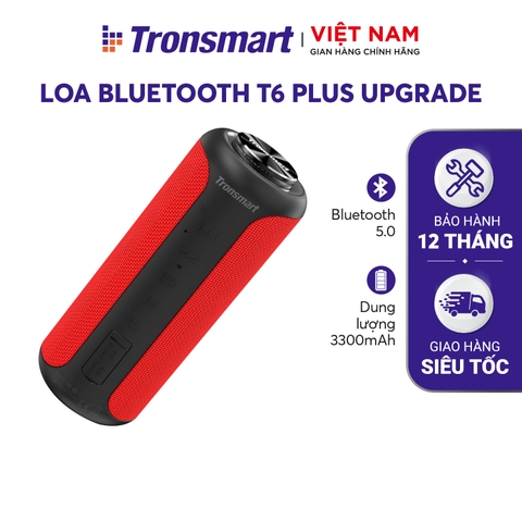 Loa Bluetooth 5.0 Tronsmart T6 Plus / T6 Plus Upgraded Công suất 40W Hỗ trợ TWS ghép đôi 2 loa - Âm thanh vòm âm bass sâu và trầm với 3 chế độ EQ - Kháng nước IPX6 Thời gian nghe nhạc lên tới 24h Hàng phân phối chính hãng
