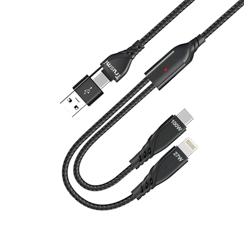 Trusmi Cáp bện sạc 2 trong 1 100W | Black