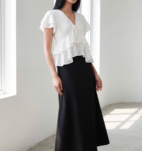 [LS House] Chân Váy Đen Dáng Dài Nữ Thanh Lịch – Công Sở Basic Dễ Phối Đồ