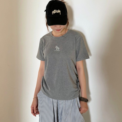 Áo Phông Nữ Cổ Tròn Ngắn Tay Tăm Lạnh Size Đại Form Xuông Bigsize Thêu COCO Sang Chảnh - A68024HL
