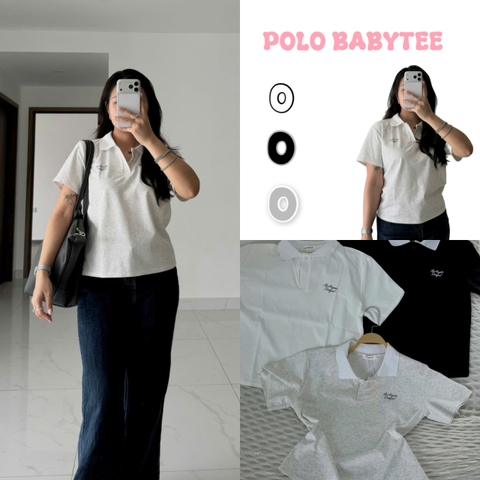 Áo thun Polo nữ cổ bẻ thêu chữ Los Angeles form rộng phong cách Hàn Quốc - 3 màu Trắng/Đen/Xám