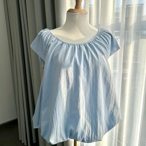 [LS House] Áo Babydoll Cổ Thuyền Trễ Vai Vải Dù Hai Lớp Tiểu Thư
