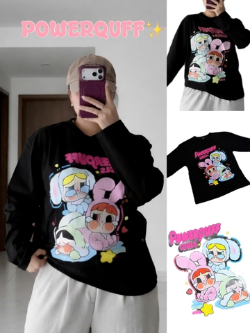 ÁO DÀI TAY UNISEX POWERPUFF GIRLS x LABUBU STYLE – PHIÊN BẢN CỰC CUTE