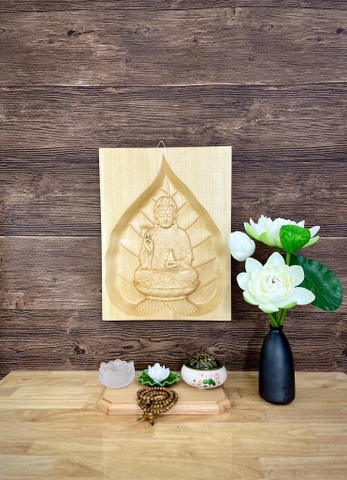 Tranh Quan Thế Âm Bồ Tát 30 x 40cm, gỗ bồ đề