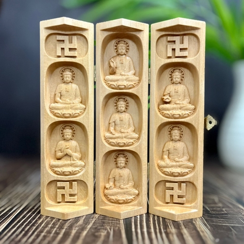BỘ TƯỢNG THẤT PHẬT DƯỢC SƯ CAO 20CM, GỖ BỒ ĐỀ