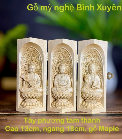 BỘ TƯỢNG TÂY PHƯƠNG TAM THÁNH CAO 13CM, GỖ MAPLE