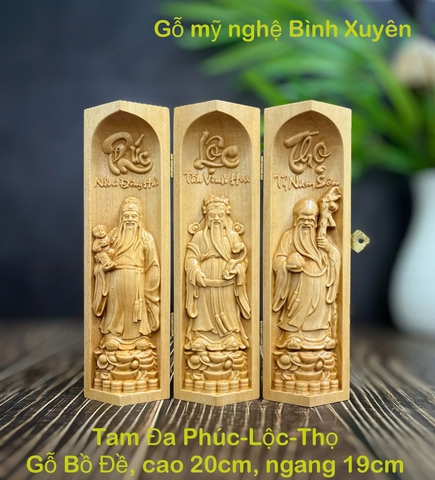 GỖ BỒ ĐỀ 20CM : BỘ TƯỢNG PHÚC - LỘC - THỌ
