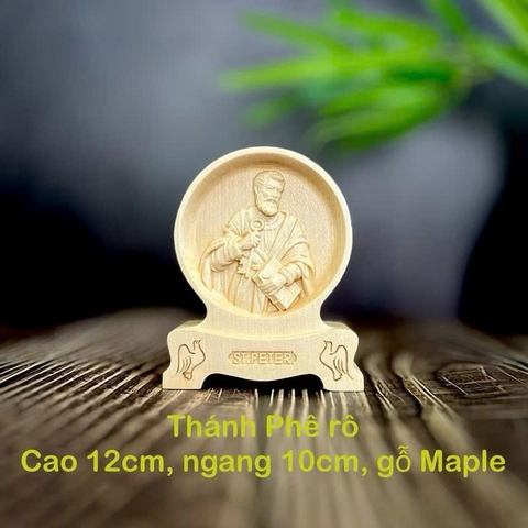 PHÙ ĐIÊU ĐỂ BÀN THÁNH PHÊ RÔ (Saint Peter), CAO 12CM, GỖ MAPLE