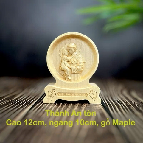 PHÙ ĐIÊU THÁNH AN TÔN CHẠM 2 MẶT GIỐNG NHAU ĐỂ Ô TÔ, CAO 12CM, GỖ MAPLE