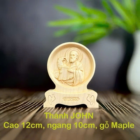 PHÙ ĐIÊU ĐỂ BÀN THÁNH GIOAN TÔNG ĐỒ (John the Apostle / John the Evangelist), CAO 12CM, GỖ MAPLE