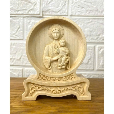 PHÙ ĐIÊU ĐỂ BÀN ĐỨC MẸ  LA VANG, CAO 12CM, GỖ MAPLE