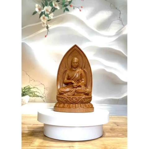 Tượng Thánh Tăng Sivali gỗ beech, cao 13cm