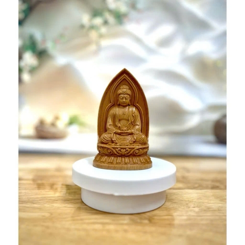 TƯỢNG PHẬT A DI ĐÀ, CAO 13CM, GỖ BEECH