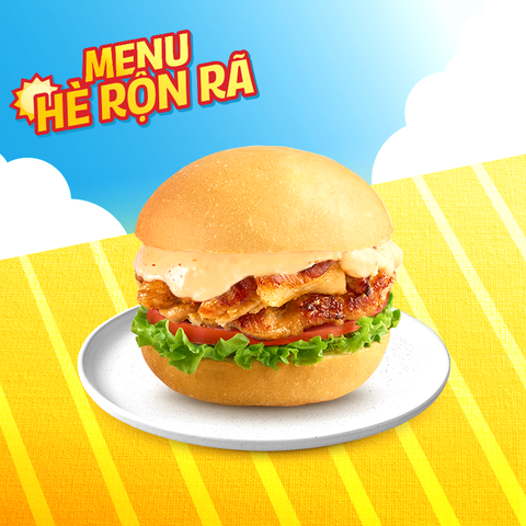 Burger heo xiên nướng