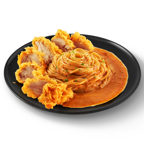 Spaghetti Crispy chicken Tomyum Sauce