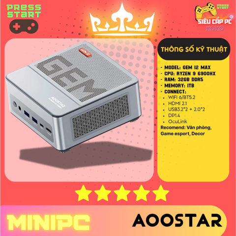[ORDER]Mini PC AOOSTAR GEM12 MAX | Ryzen 9 6900HX | DDR5 | 2x NVMe | USB4 | HDMI 2.1 | Oculink | WiFi 6