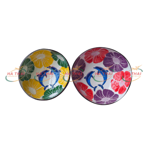 Bulk Decorative Coconut Bowl With Dolphin (CB092)