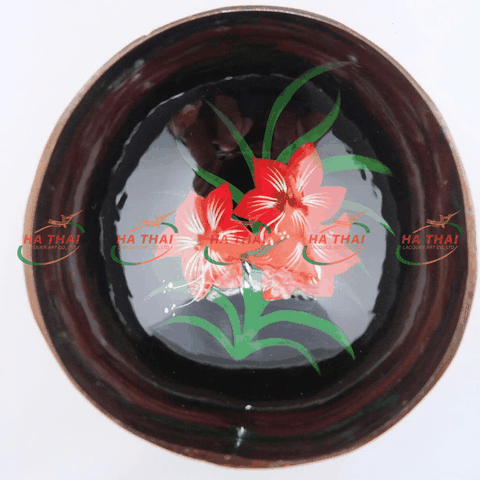 Red Lily Lacquer Coconut Bowl - CB013